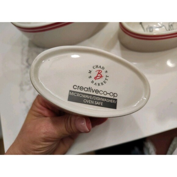 Creative Co-op M Chad Barrett Sheep Pig Rooster Bowl Farmhouse Nesting Ramekins - Picture 3 of 13